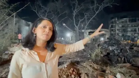 BBC South Asia correspondent Yogita Limaye at plane crash site.
