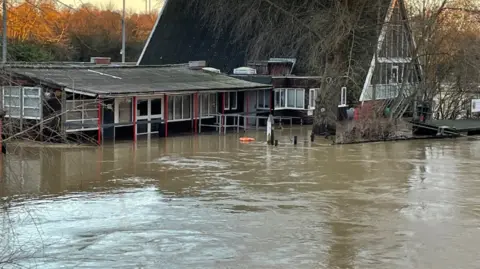 Leicester Outdoor Pursuits Centre Flood water around the outdoor pursuits. 