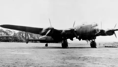 PA Media Vintage photograph of squadron commander Guy Gibson's dams raid Lancaster