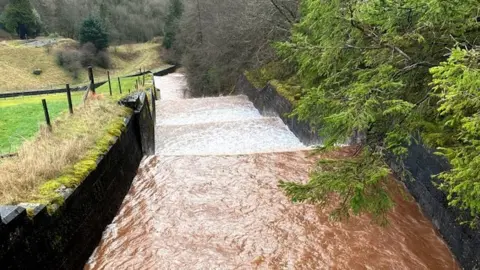 National Trust Cantref reservoir after landslip pollution