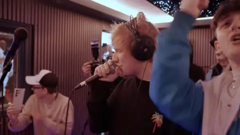 Ed Sheeran with young musicians successful  Belfast