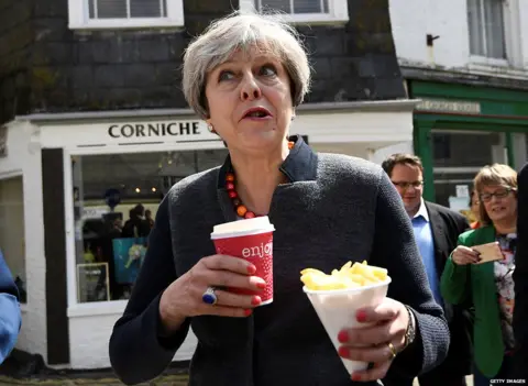 Getty Images Theresa May eating chips