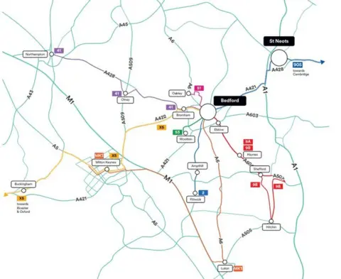 Stagecoach A new bus route for Bedfordshire map