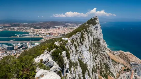 Getty Images An aerial view of the Rock of Gibraltar with the city of Westside in the background