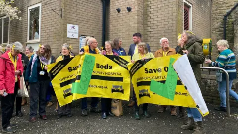 BBC Campaigners with banners