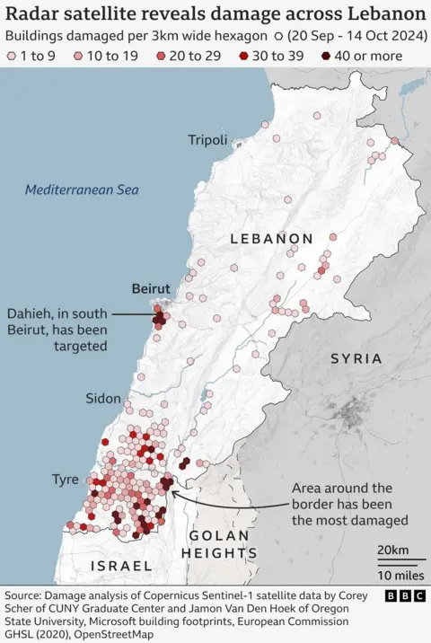 Map of harm crossed Lebanon