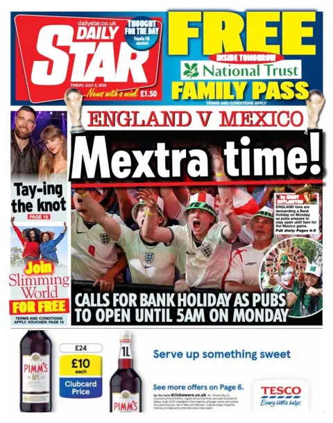 "Mextra time" reads the headline on the front page of the Daily Star.