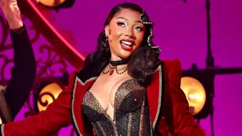 Megan Thee Stallion makes her Broadway debut in Moulin Rouge! The Musical at Al Hirschfeld Theatre on March 24, 2026