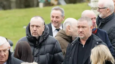 Athena Snooker players Mark Williams and Stephen Hendry at the funeral of fellow player Terry Griffiths