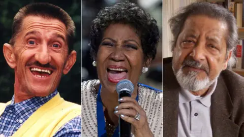 BBC/Reuters/PA Barry Chuckle, Aretha Franklin and VS Naipaul