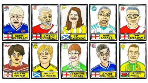 TWITTER/@CHEAPPANINI Panini Cheapskates drawings of politicians