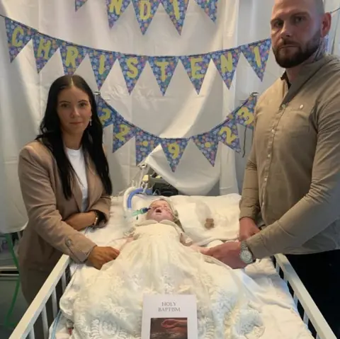 Family photo Claire Staniforth and Dean Gregory with their daughter Indi Gregory