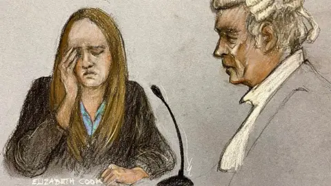 PA Media Court sketch of Lucy Letby