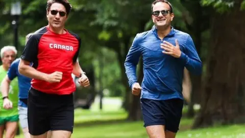 PA Justin Trudeau and Leo Varadkar in Phoenix Park in Dublin