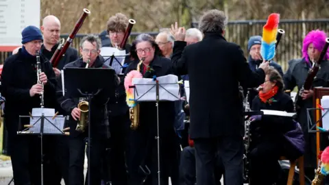 Reuters Band outside Liverpool Cathedral