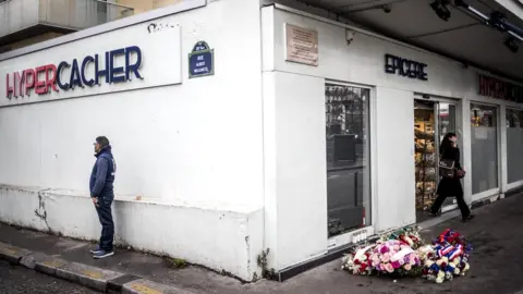 EPA The Hyper Cacher grocery store in a Paris suburb, 7 January 2020