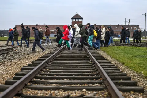 Artur Widak/NurPhoto/Shutterstock General view of the Auschwitz II-Birkenau, the former German Nazi concentration and extermination camp, seen on the eve of the 78th anniversary of the camp liberation by the Red Army, in Oswiecim, Poland, on January 26, 2023.