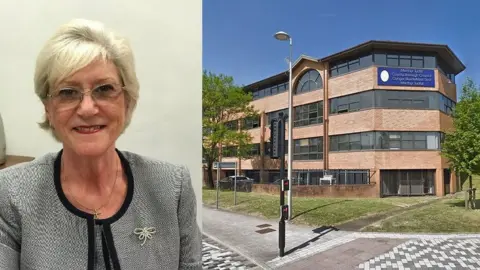 Brexit Party/Google Kate Allsop and Merthyr Tydfil council HQ