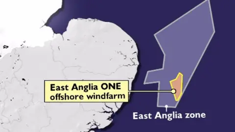 East Anglia One windfarm map