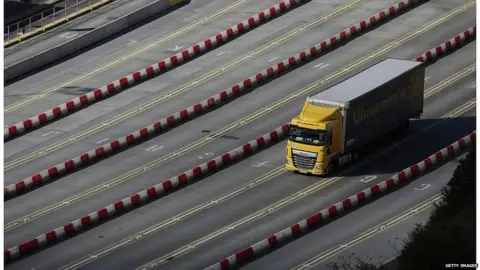 Getty Images Lorry pulling into the Port of Dover