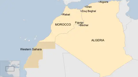 A map of Morocco and Algeira