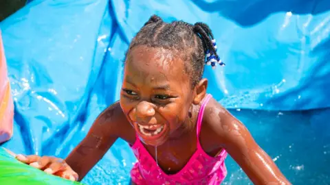 Getty Images Child on waterslide