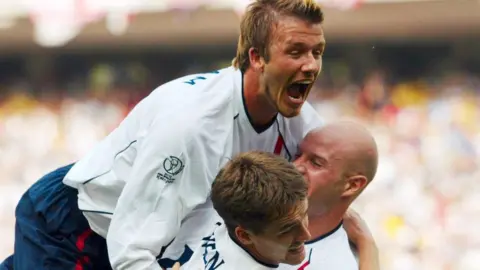 Getty Images David Beckham, Danny Mills and Michael Owen
