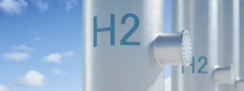 Getty Images Pipes with H2 written on them