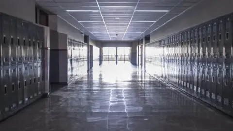 Getty Images Stock photo of a high school hallway