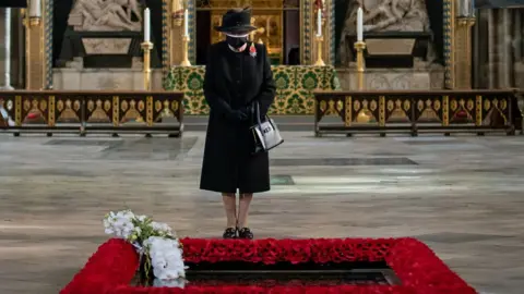 PA Media The Queen, at a private ceremony to mark the burial of the Unknown Warrior