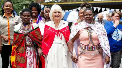 Queen Camilla with Maasai women