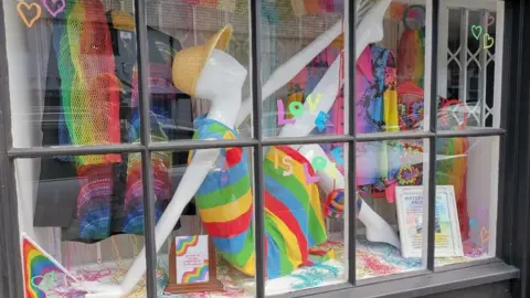 Pride window display in Oakham