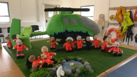 Charfield Yarn Bombers  Knitted air ambulance and crew