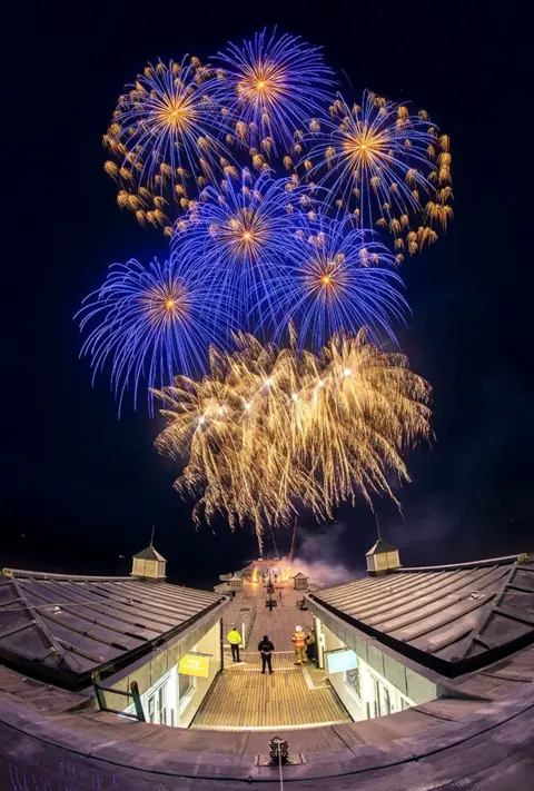 Ian Ward Fireworks over Cromer Pier, New Year's Day 2022