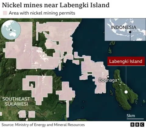 Map showing location of area with mining permits