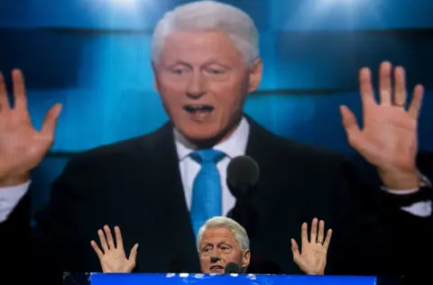 Getty Images Former president Bill Clinton speaks at the Democratic national convention in 2016