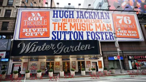 Getty Images Billboard for The Music Man at New York's Winter Garden theatre