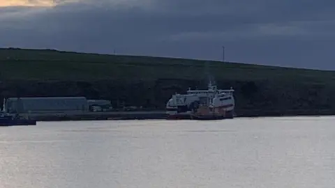 BBC The ferry ran aground near St Margaret's Hope at Orkney