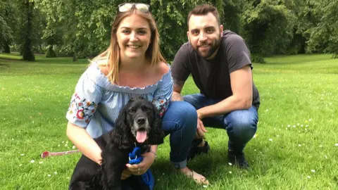 Jillian, Jamie and Rupert the dog