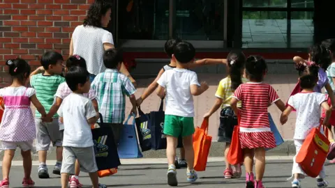 Getty Images A group of children at a Hanawon centre