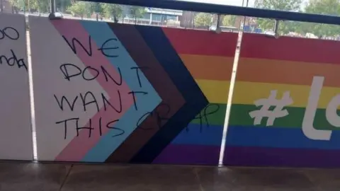 Gloucestershire Constabulary One of the defaced Pride banners