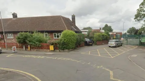 Google Keep Clear markings outside Waltham Leas Primary School