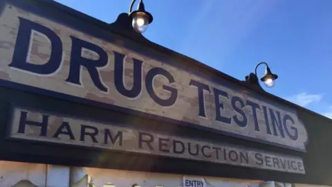 The Loop Drug testing tent at a music festival.