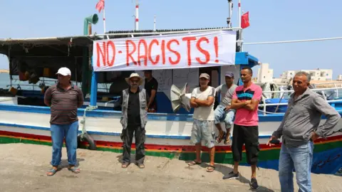 AFP/Getty Tunisian fishermen in Zarzis protest against arrival of C-Star