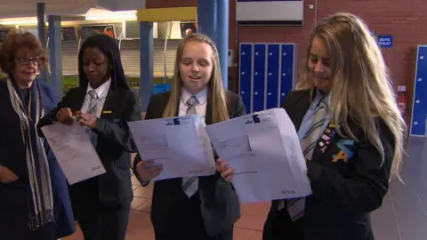 BBC School pupls with exam results