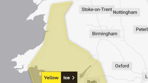 Met Office The warning for ice