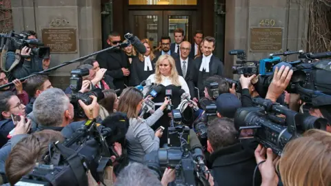 Getty Images Australian actress Rebel Wilson speaks out the front of the Victorian Supreme Courton