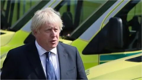 Reuters Boris Johnson on a visit to the Northern Ireland Ambulance Service