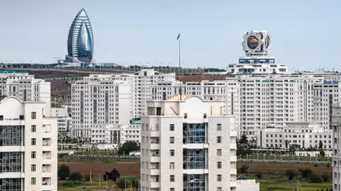 An aerial view of Ashgabat in Turkmenistan