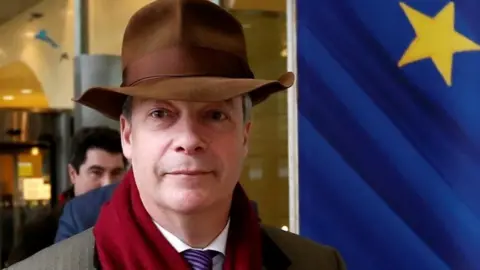 Reuters Nigel Farage leaves a meeting at the EU Commission headquarters in Brussels